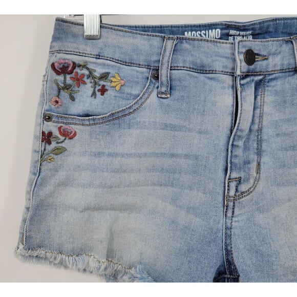 Mossimo Supply Womens Embroidered Booty Shorts Size 10 High Waist 30x2 Floral - Picture 2 of 7